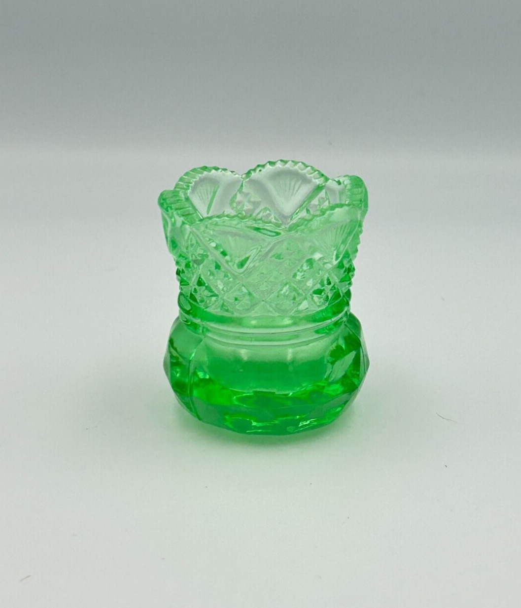 Vintage Green Uranium Glass Toothpick Holder
