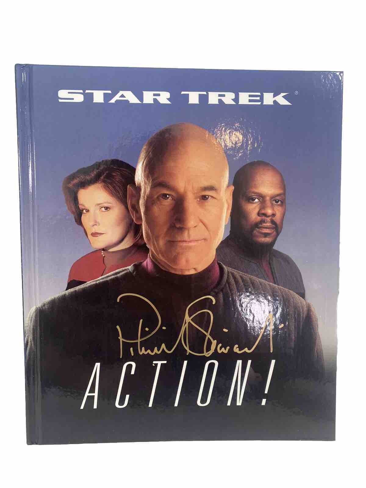 SIGNED PATRICK STEWART IN GOLD 1998 Star Trek Action 1st Edition HC Book COA