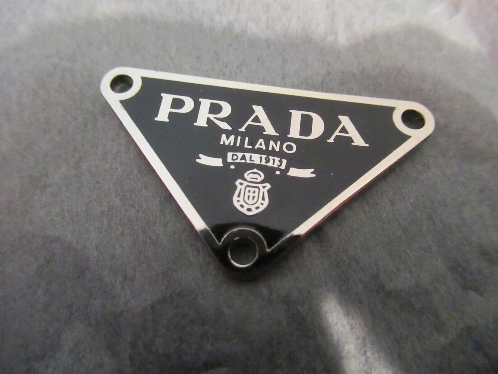 PRADA ZIP PULL   1''x1.5''  silver  tone black ,   THIS IS FOR 1