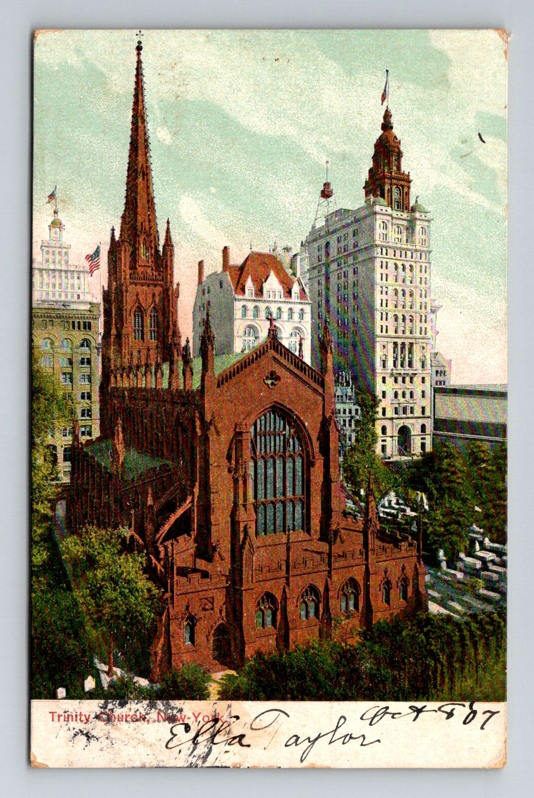 New York City, NY-New York, Trinity Church Antique c907, Vintage Postcard