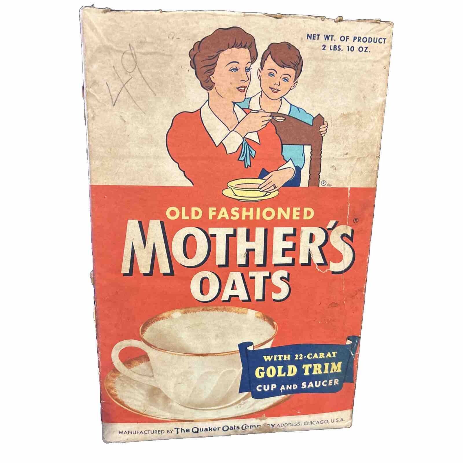 RARE Vintage Old Store Old Fashioned MOTHER'S OATS Box 2lbs 10oz Cup Saucer Prom