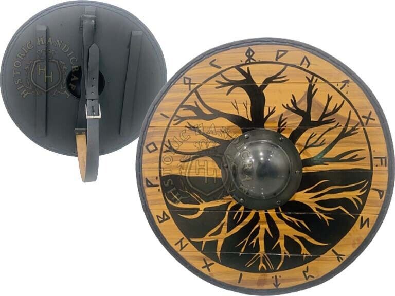 Medieval Wooden Viking Shield Tree Design Shield  Sca Larp Wall Decor Shield