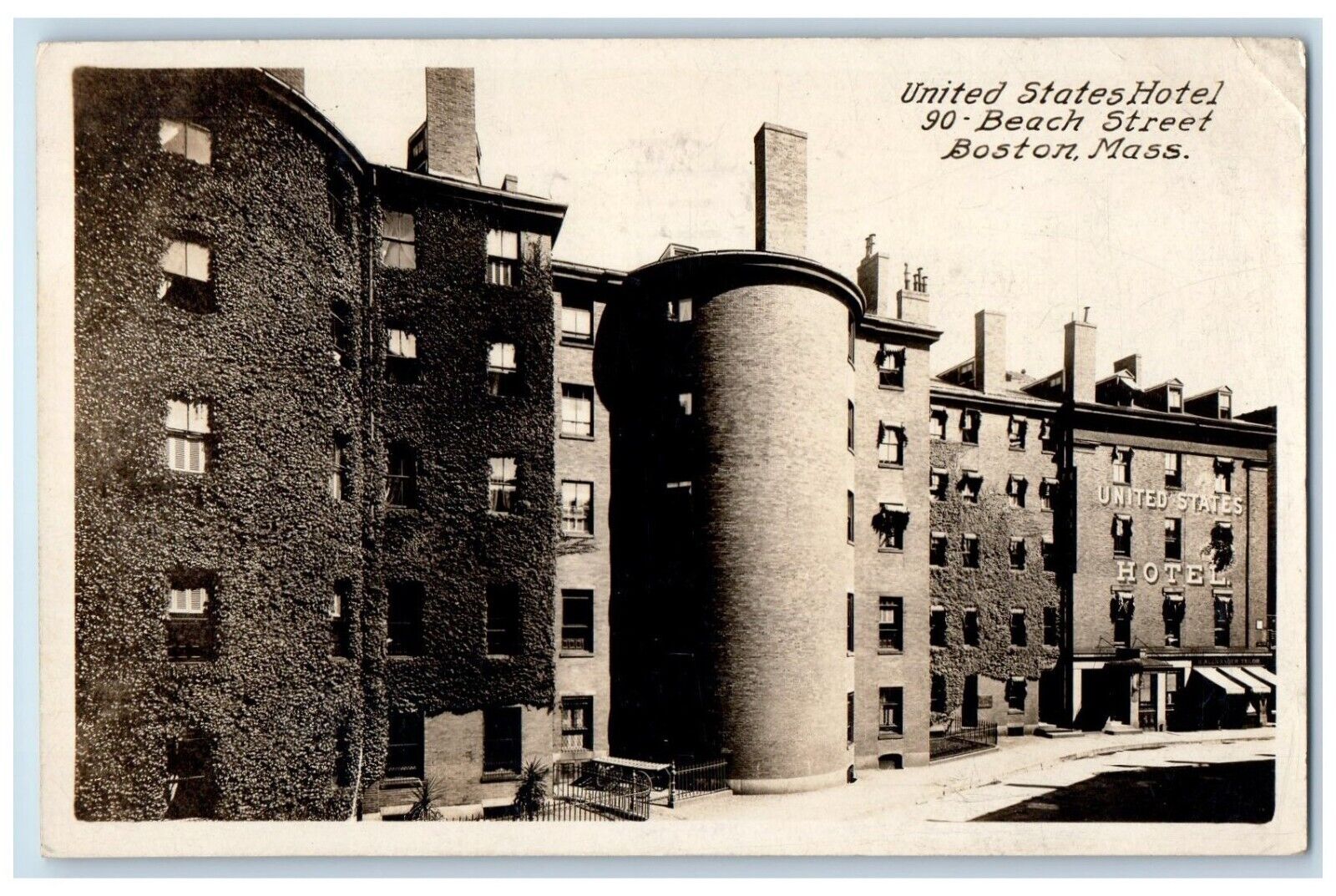 1924 United States Hotel Beach Street Boston Massachusetts RPPC Photo Postcard