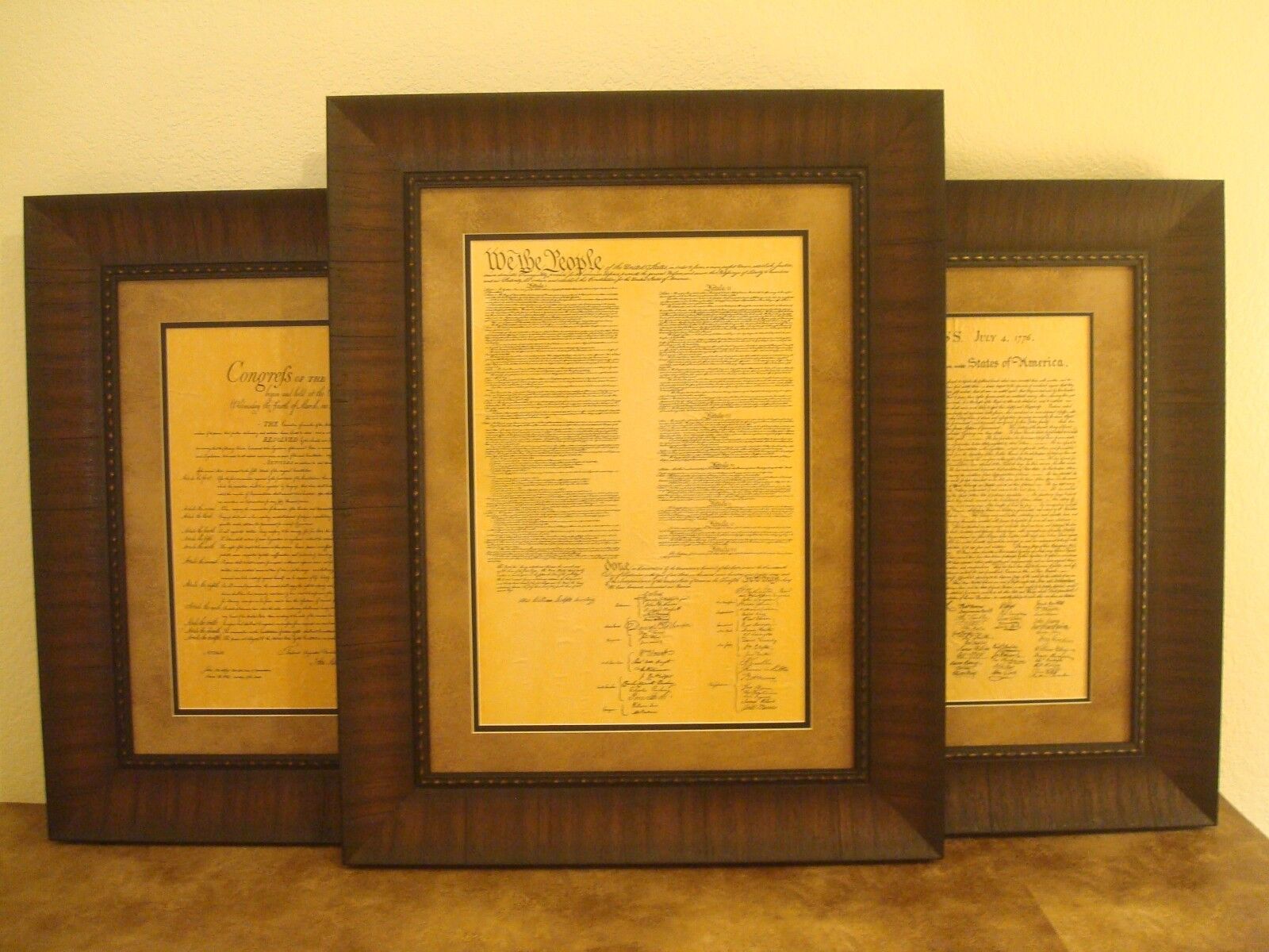 FRAMED THE BILL OF RIGHTS, DECLARATION OF INDEPENDENCE & CONSTITUTION OF U.S. 