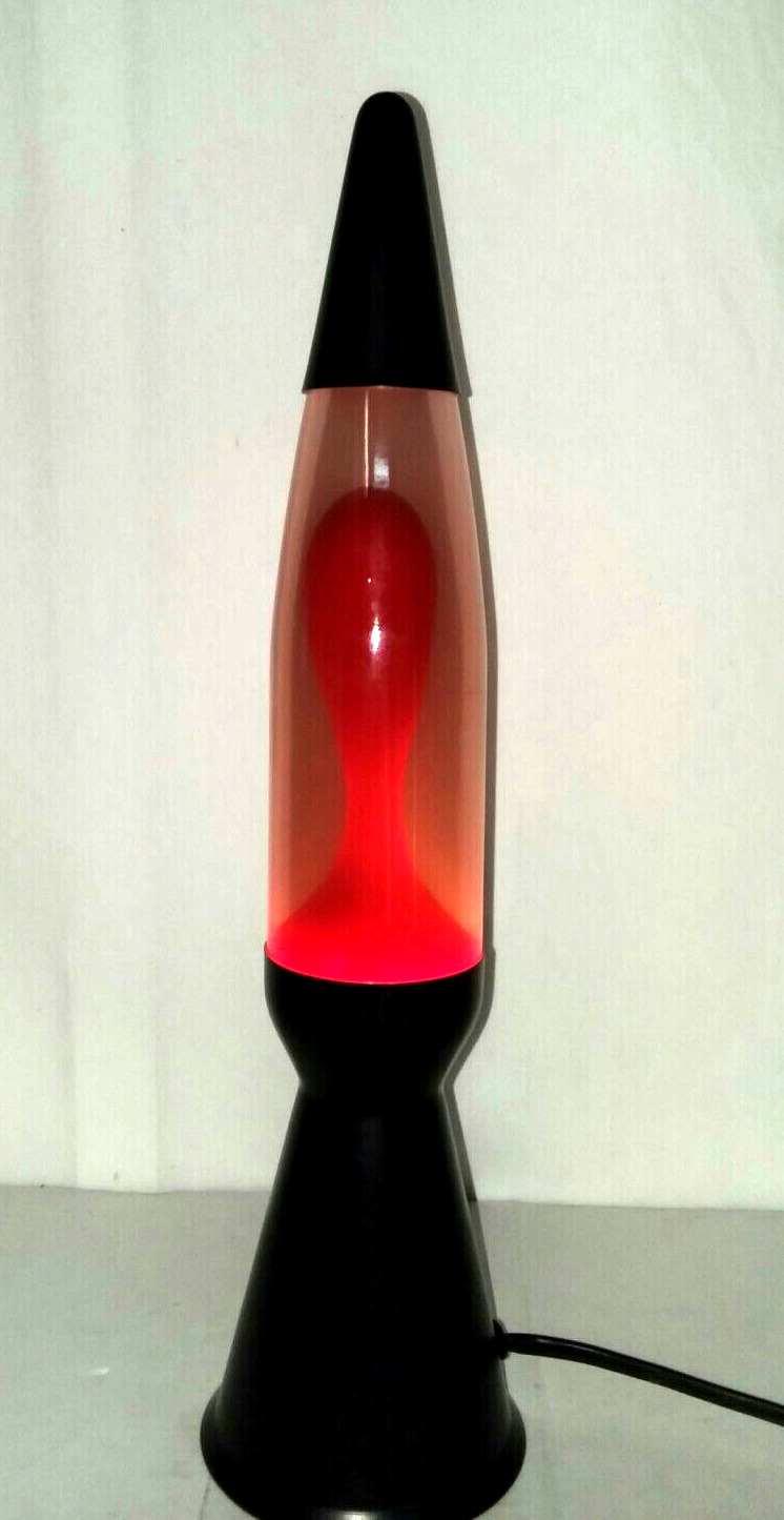 Vintage 18 in. Pliable Art Lava Lamp Bullet Shape Black W/ Red Wax 2002