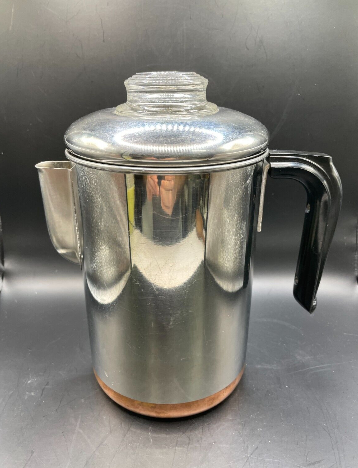Vintage Pre 1969 Revere Ware Coffee Percolator 1801 Copper Clad Bottom 6-8 Cup