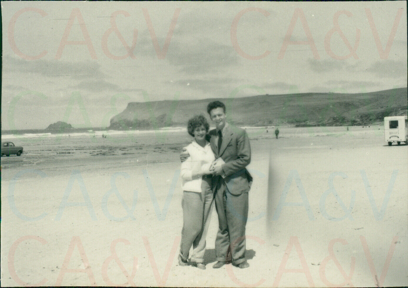 1954 Cornwall Port Isaac Beach Brian and Rita  Original 3.3x2.3\