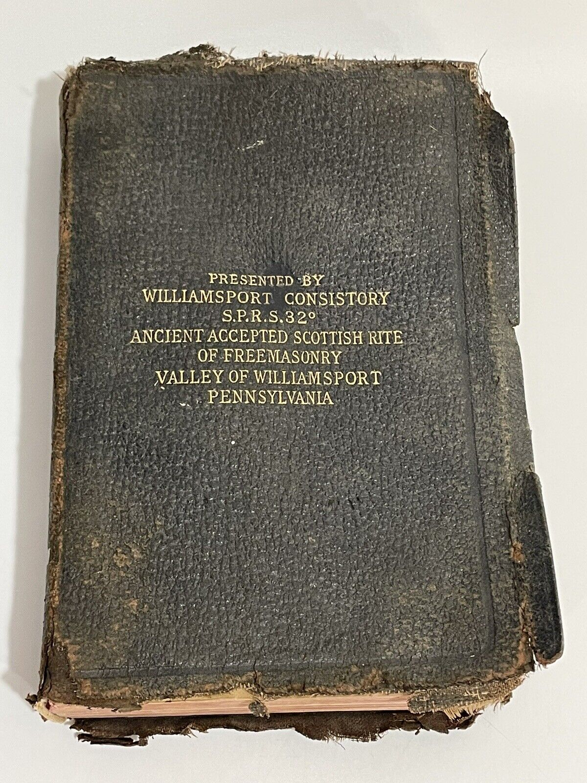 Masonic Holy Bible Freemasons Antique Williamsport PA Self Pronouncing Silk 1929