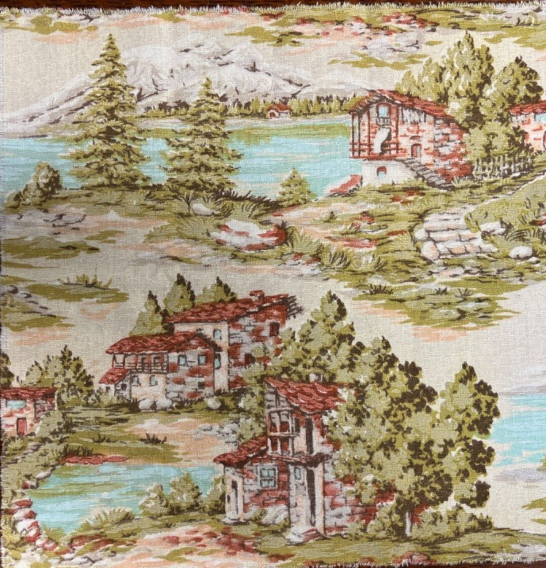 Antique/Vintage Countryside Textured Panel Fabric from Italy 12x12.5\