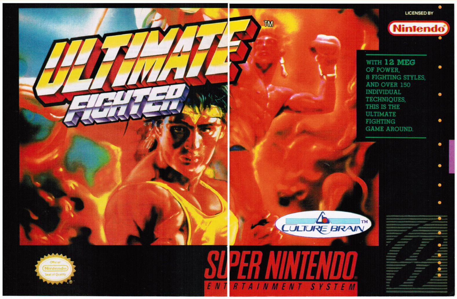 Ultimate Fighter Nintendo SNES Vintage Video Game Print Ads Poster Promo Art