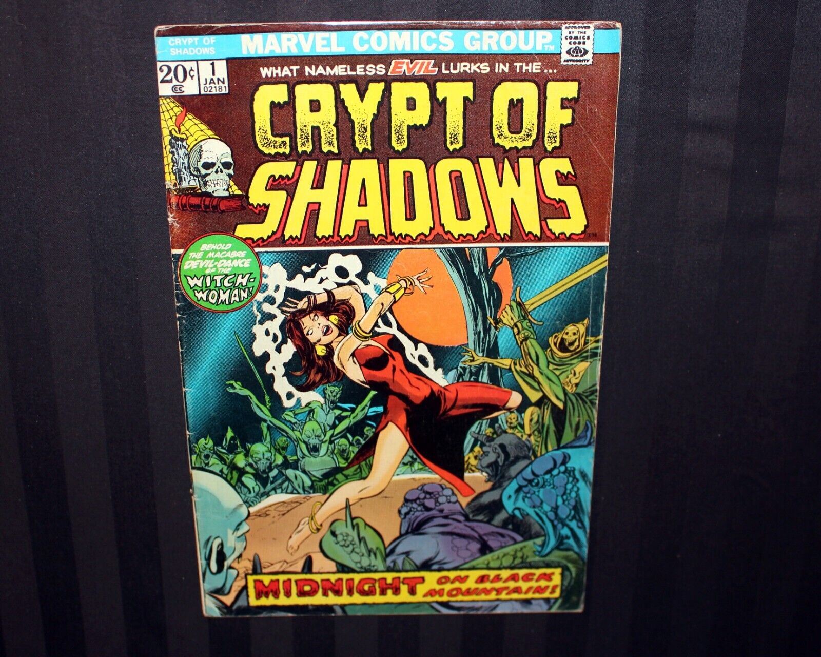 Vintage Bronze Age Marvel - CRYPT OF SHADOWS #1 1973 - Gil Kane Witch Woman, FN-