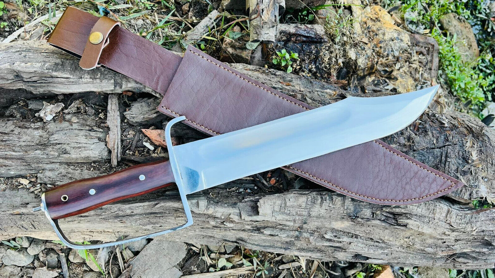 15 inch Blade D-Guard Old War Bowie Knife-Hand forged Bowie knife-Tempered-sharp