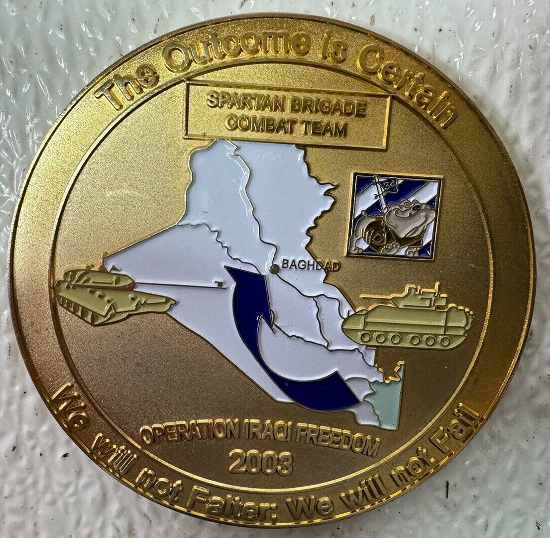 Operation Iraqi Freedom 2003 Spartan Brigade Combat Team Large Challenge Coin