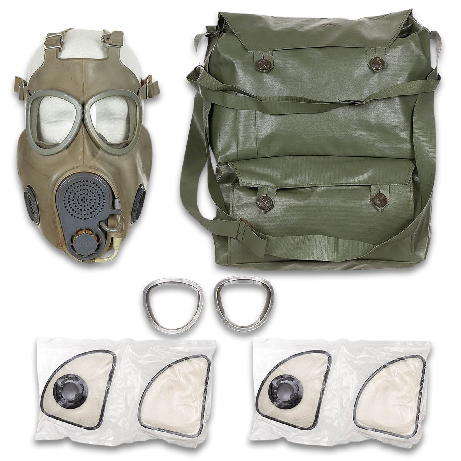 New Czech Military M10 NBC Full Face Gas Mask w/Drinking Tube, Bag, Spare Filter