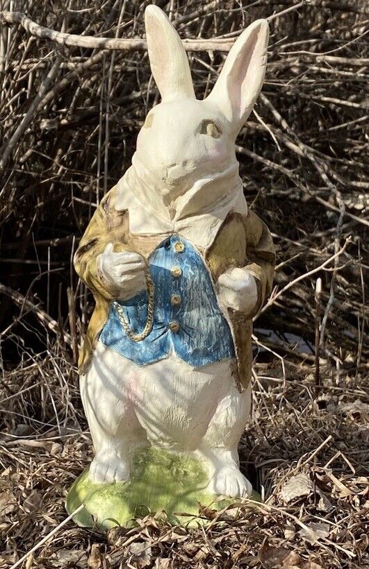 Rare Vintage 1998 R. Shipman Inc White Rabbit Alice In Wonderland Garden Statue