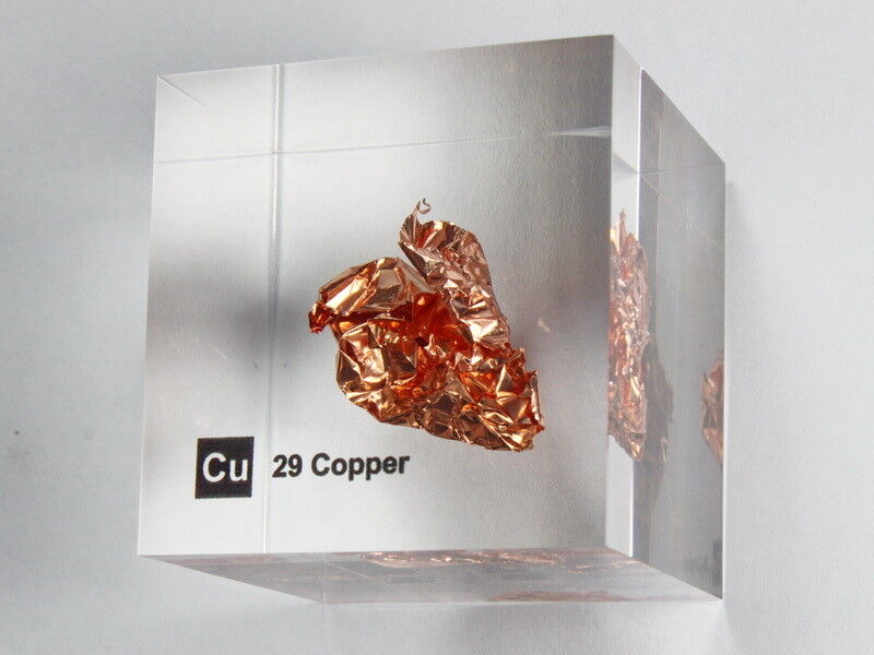 Copper Acrylic Element cube 50x50x50mm Element block - Museum grade