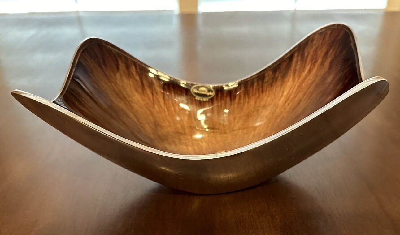 Vintage MCM mid century ATOMIC dreamlight design Bowl silver and brown