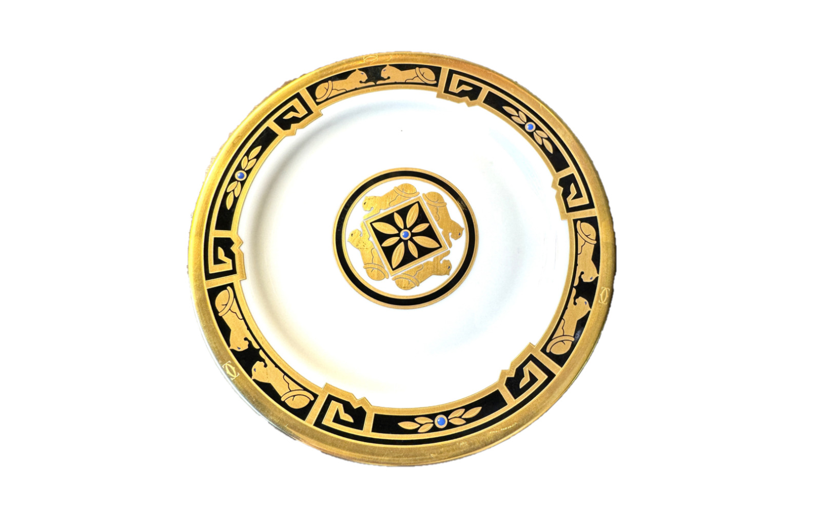 Cartier La Maison De L'art Deco  Panther Gold Bread Plate 6 1/8in EX Cond Vtg