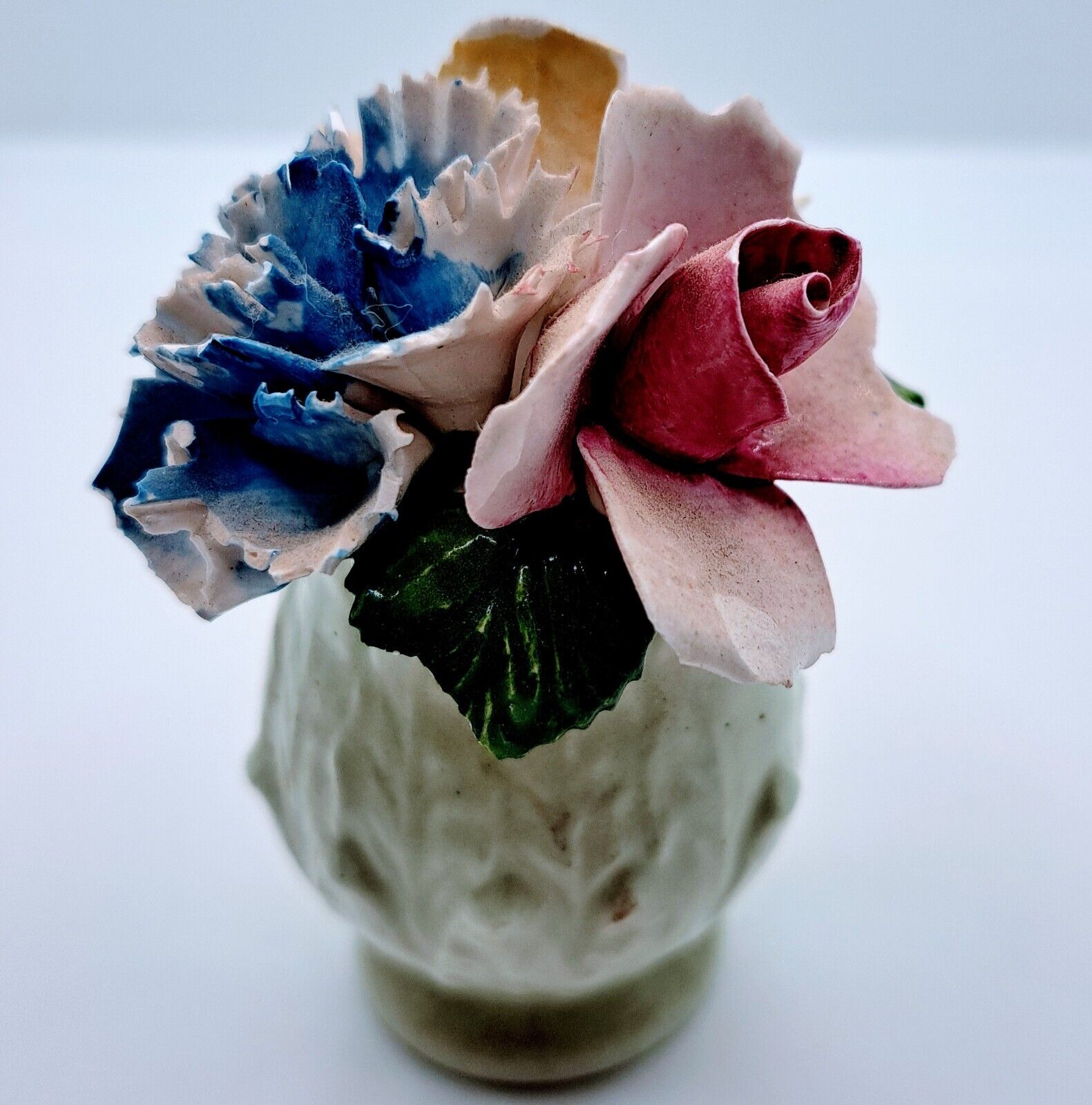 Vintage Crown Royal Bone China England  Flower Bouquet in Vase Porcelain Roses