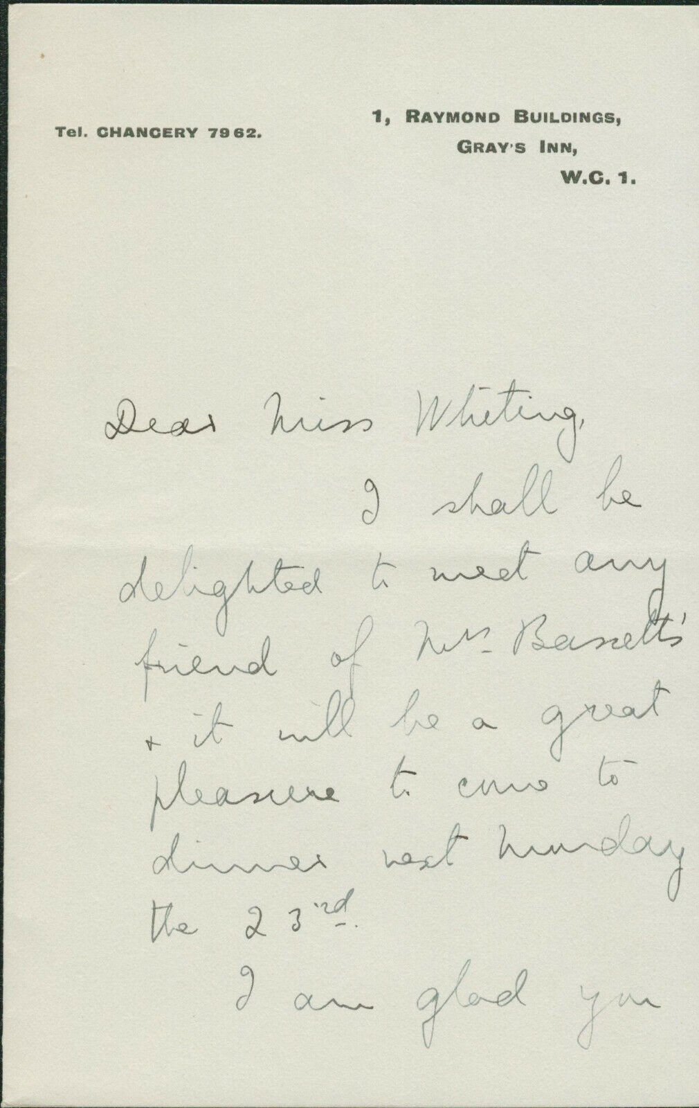 Letitia Fairfield SIGNED AUTOGRAPHED Manuscript Letter Suffragette Fabian