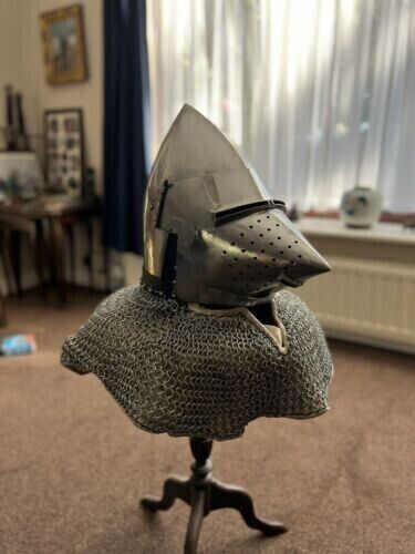 Knight Helmet Medieval Pig Faced Bascinet Aventail Christmas Gift