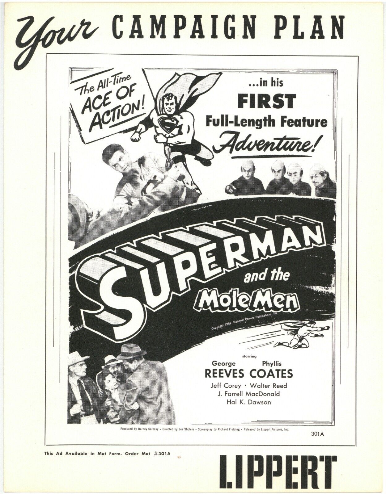 Vintage 1951 Pressbook Superman And The Mole Men Starring George Reeves