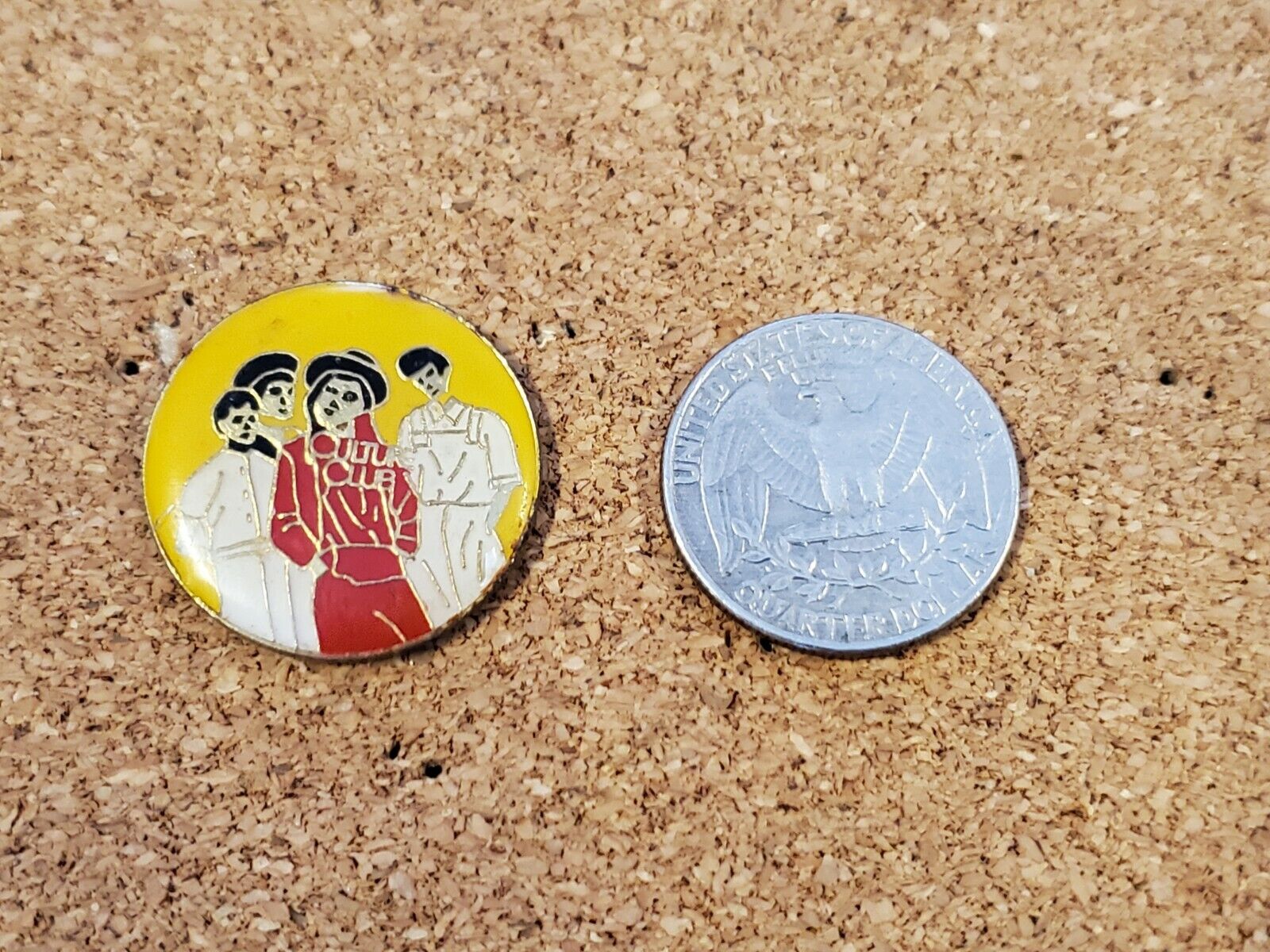 Vintage 1980s CULTURE CLUB metal enamel cloisonne pin button badge Boy George 1\