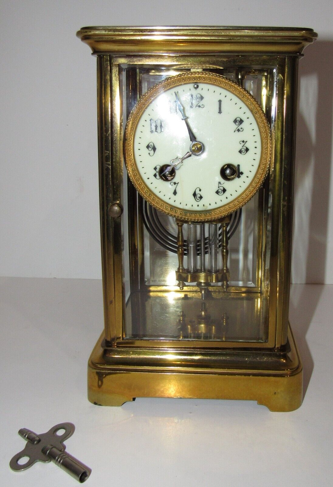 Antique French Japy Freres & Cie Crystal Regulator Clock 8-Day, Time/Strike