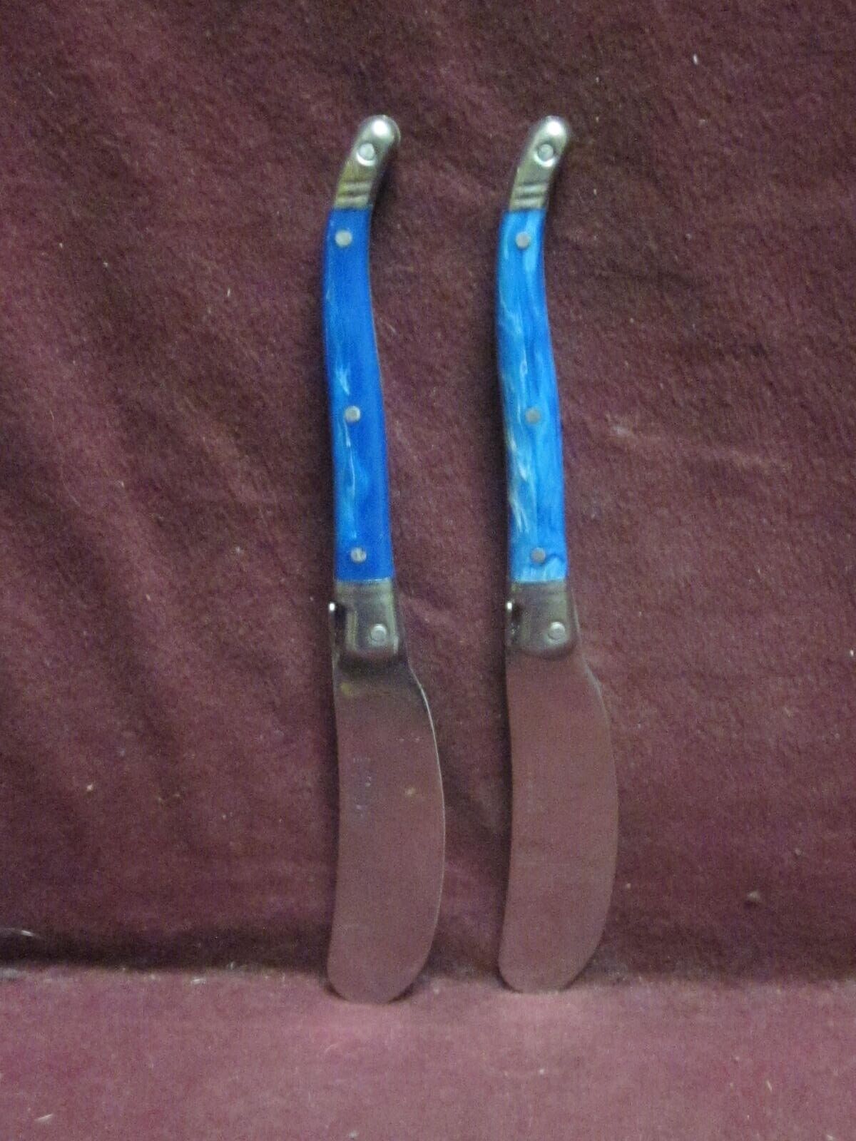 2pc LAGUIOLE FRENCH PATE KNIFE Blue   Handle 6 1/4\