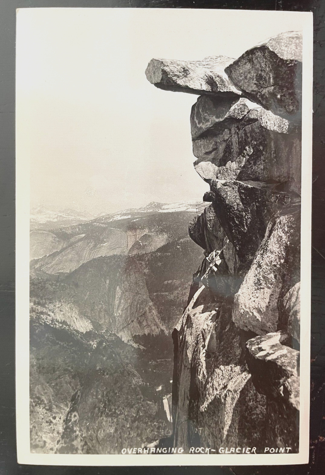 Vintage Postcard 1930-1945 Overhanging Rock - Glacier Point, Yosemite, CA (RPPC)