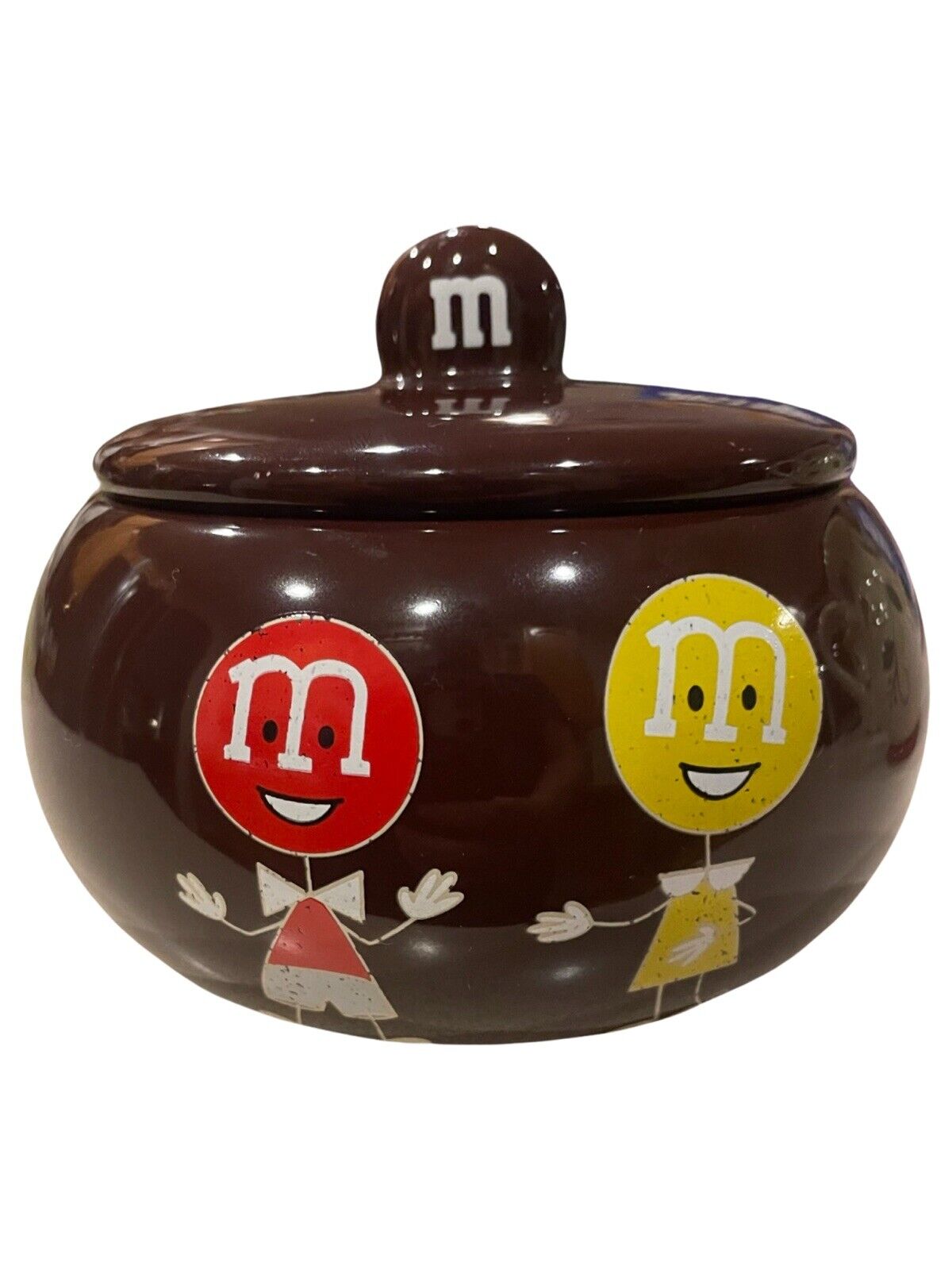 M&M\'s World 75th Anniversary Ceramic Candy Dish Retro with Lid