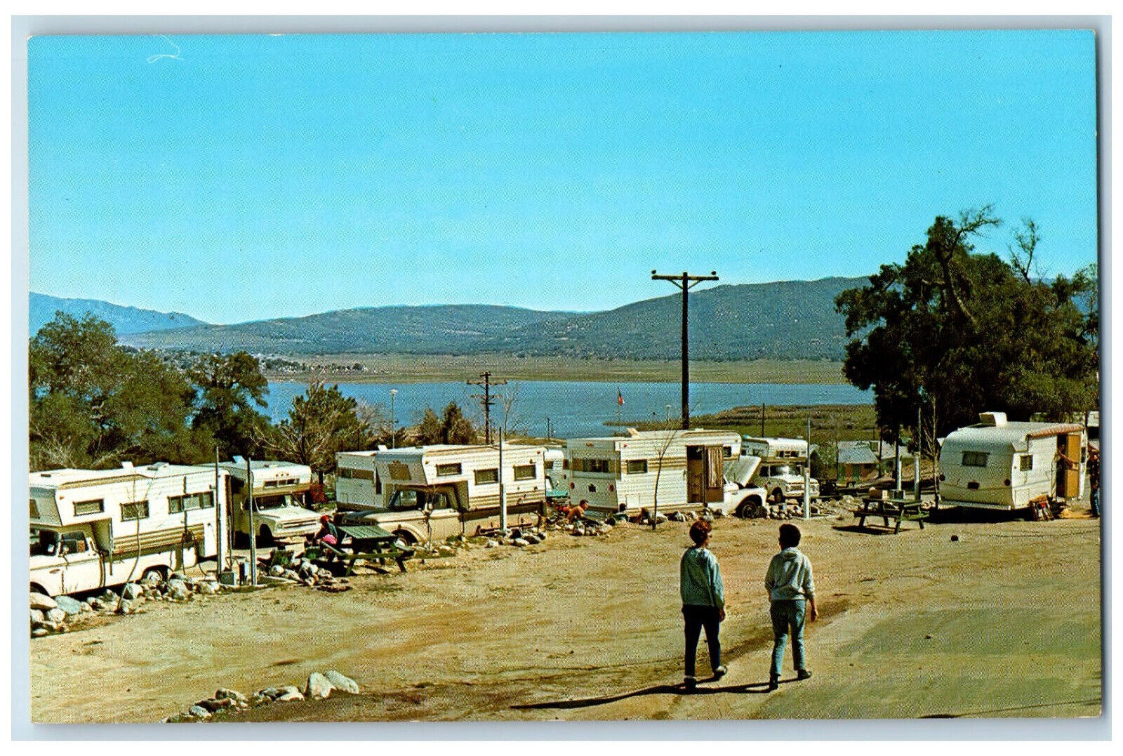 c1950\'s Trucks, Lake Henshaw Camper Haven, Santa Ysabel, California CA Postcard
