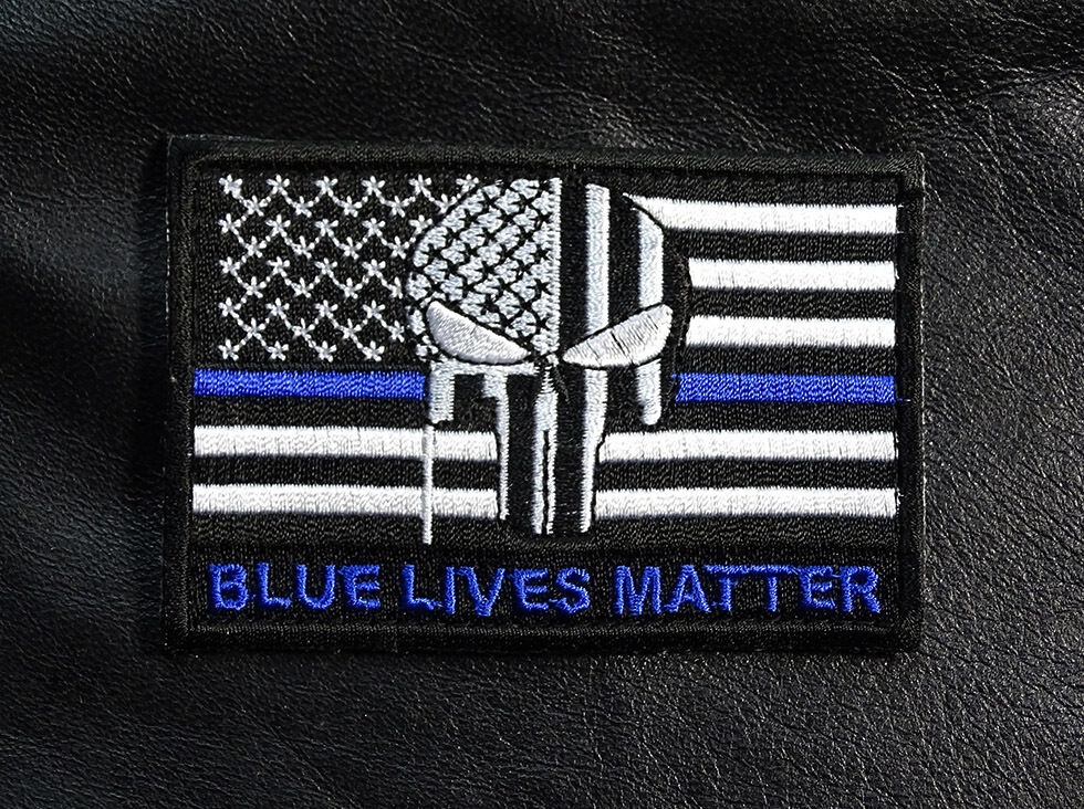 10pc BLUE LIVES MATTER BLUE LINE SKULL US FLAG HOOK POLICE PATCH 