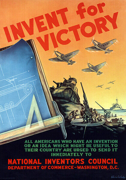 Invent For Victory - 1940s - World War II - Propaganda Magnet