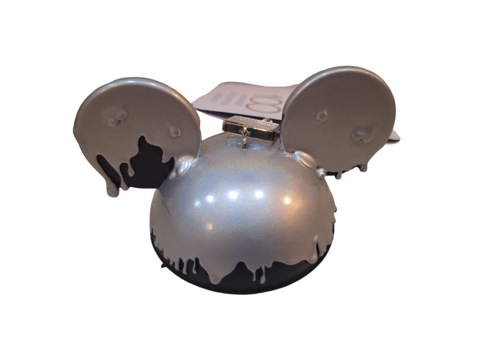 Disney Parks Disney100 Platinum Drip Mickey Mouse Ear Hat Christmas Ornament NEW