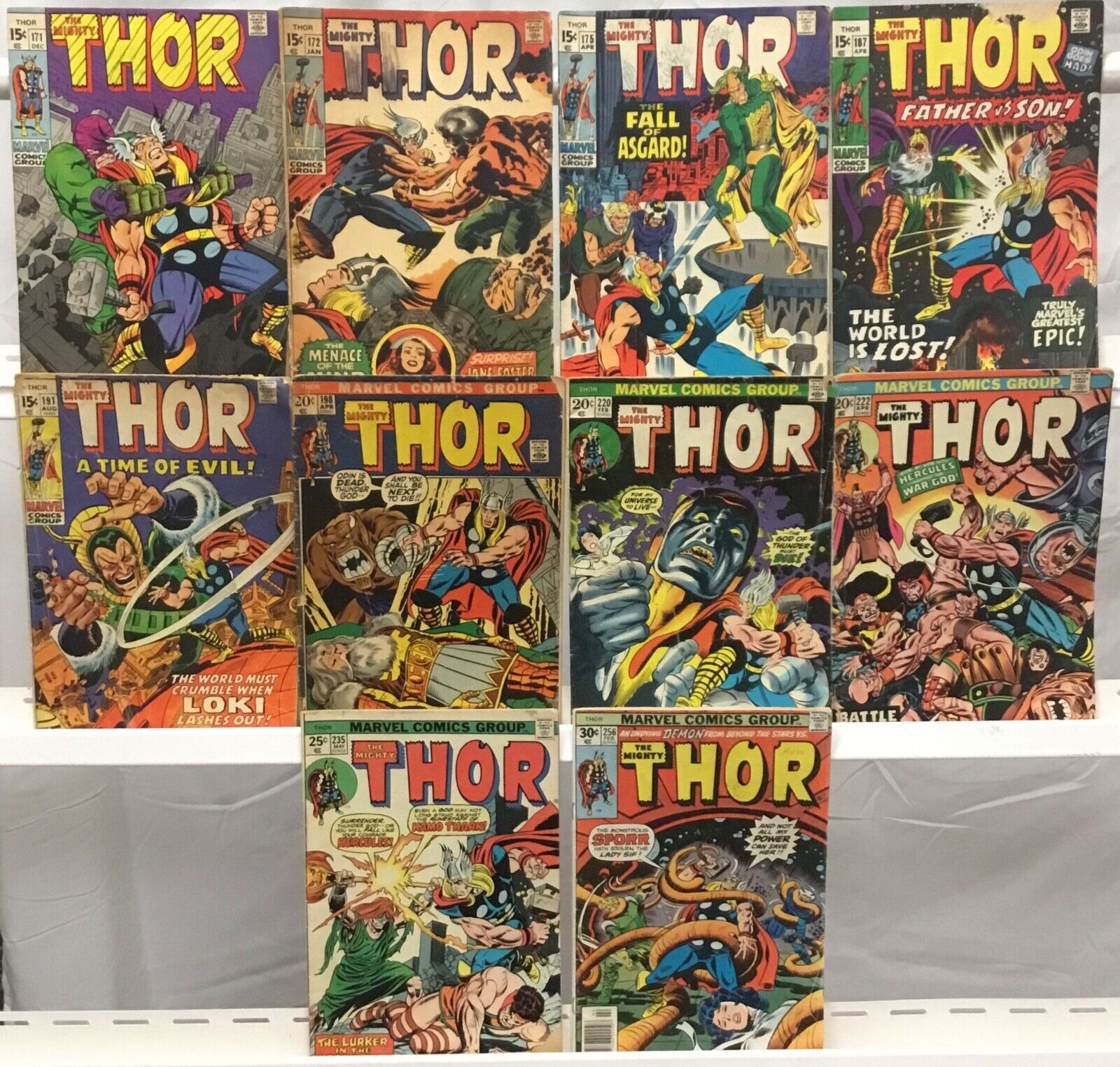 Marvel Comics Low Grade Vintage Thor Comic Book Lot of 10 Issues