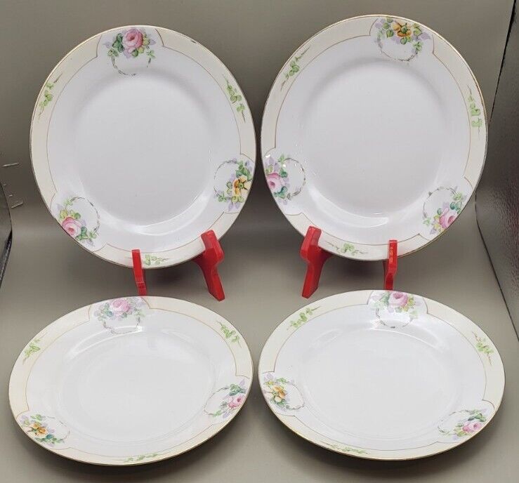 Set Of 4 Vintage Or Antique Bread Plates Marked NIPPON HAND PAINTED 6 1/4\