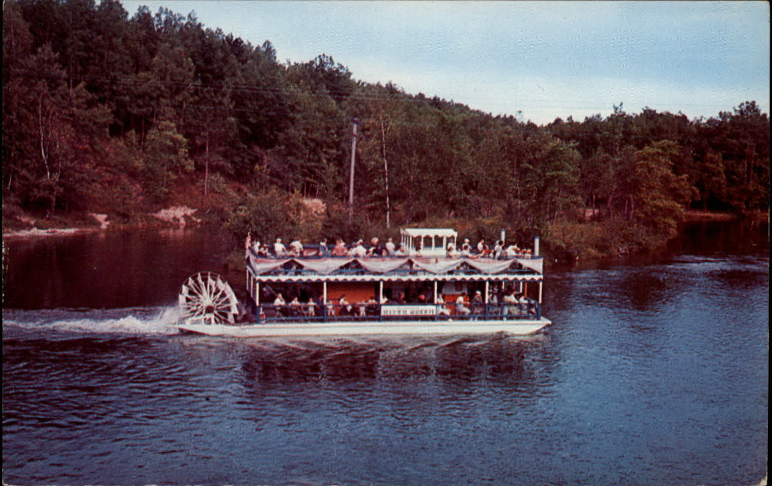 River Queen paddlewheel boat Au Sable River Huron National Forest Michigan 1960s