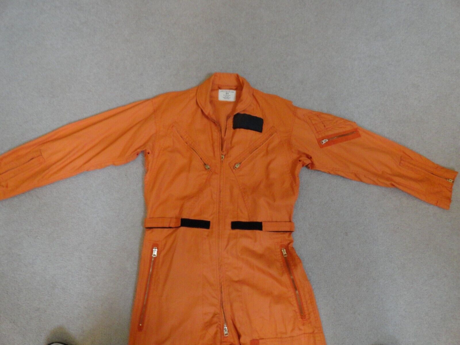 U.S. Military Pilot Aircrew Summer Orange Flight Suit Size 38 Reg, Good Zippers