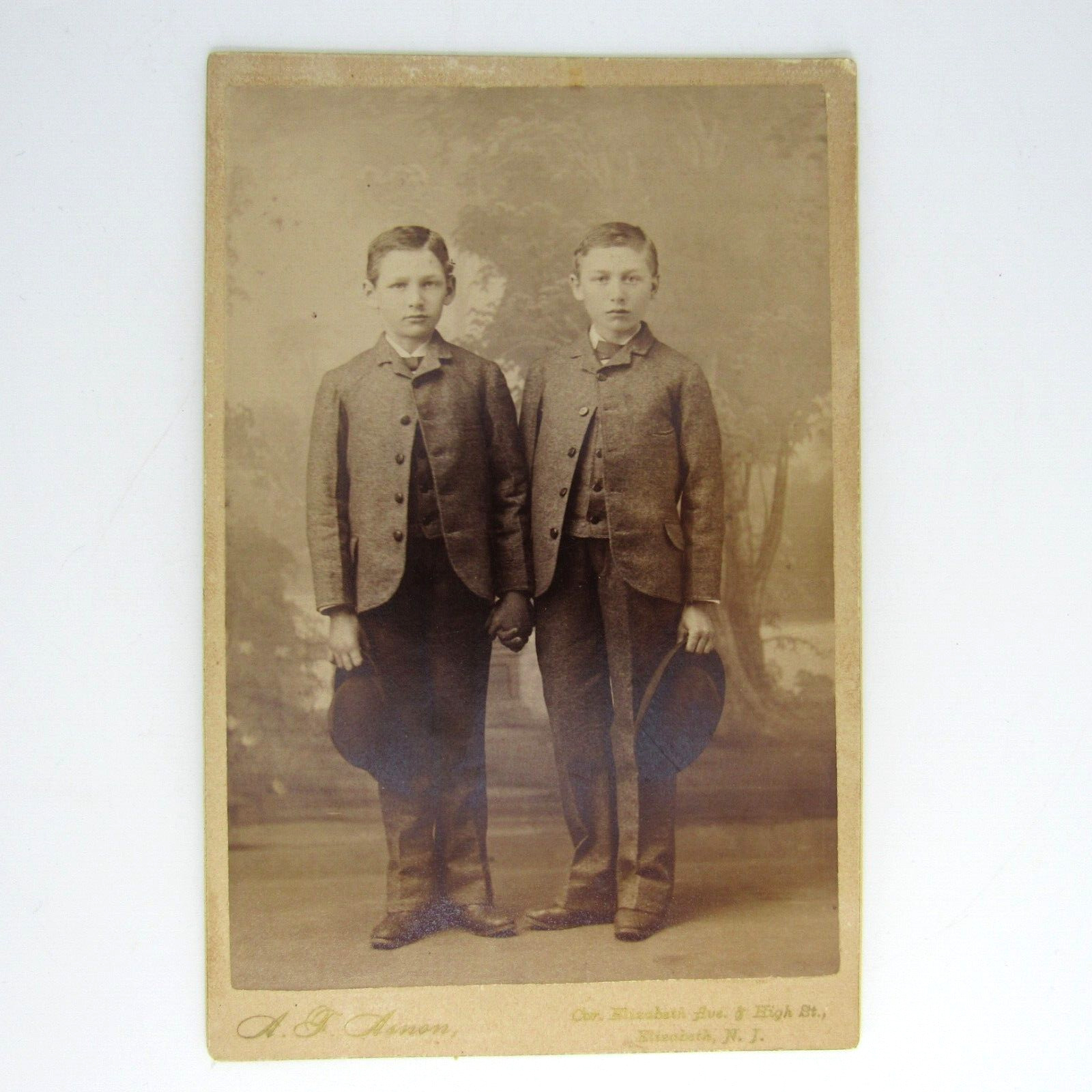 Vintage Cabinet Photo Card Portrait Twin Bothers Boys 1800s Victorian