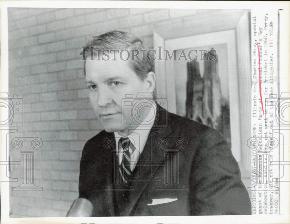 1967 Press Photo Senator Charles Percy appears at celebration in Hastings, NE