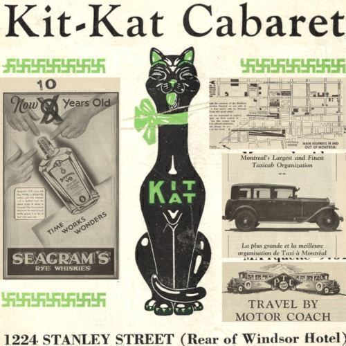 1930s Cabaret Montreal Quebec Vintage KIT-KAT Whiskey Ads Tourist Taxi Alcohol 