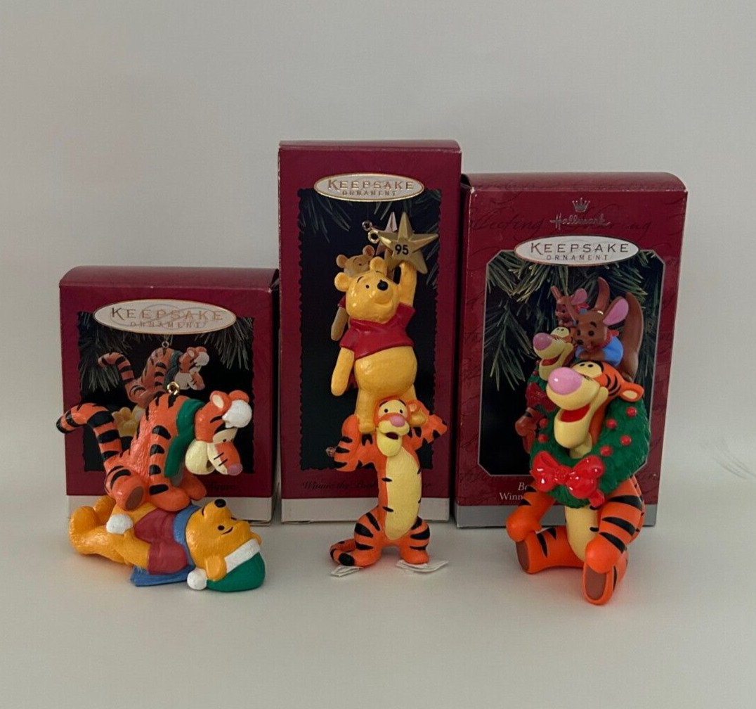 Lot of 3 Hallmark Ornaments - Winnie the Pooh Collection - Tigger, Pooh & Roo