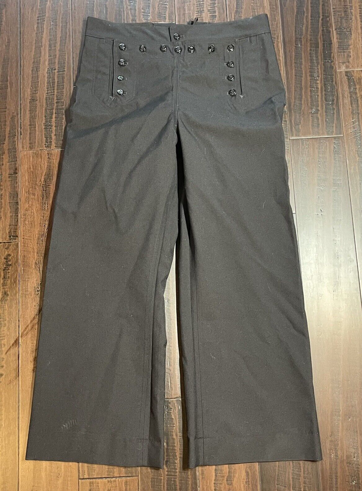 US Navy Cracker Jack Uniform Dress Pants 36R Wool 13 Button Sailor Lace Up Vtg