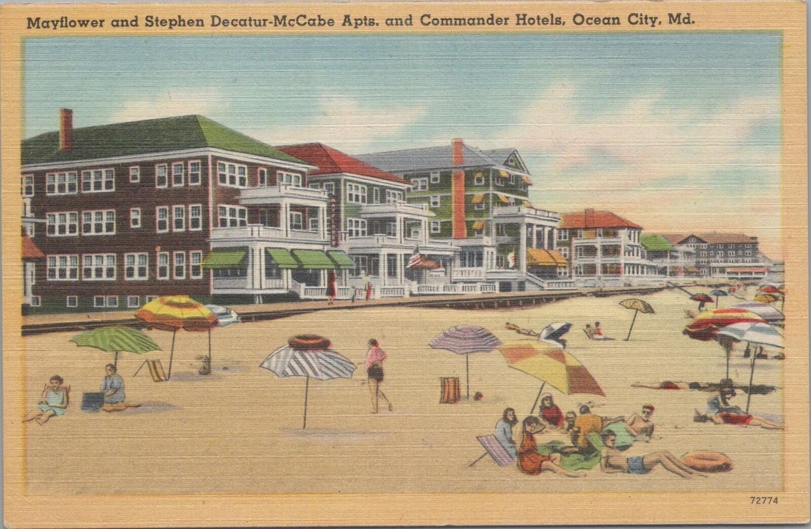 Postcard Mayflower  Stephen Decatur-McCabe Arts + Commander Hotels Ocean City MD