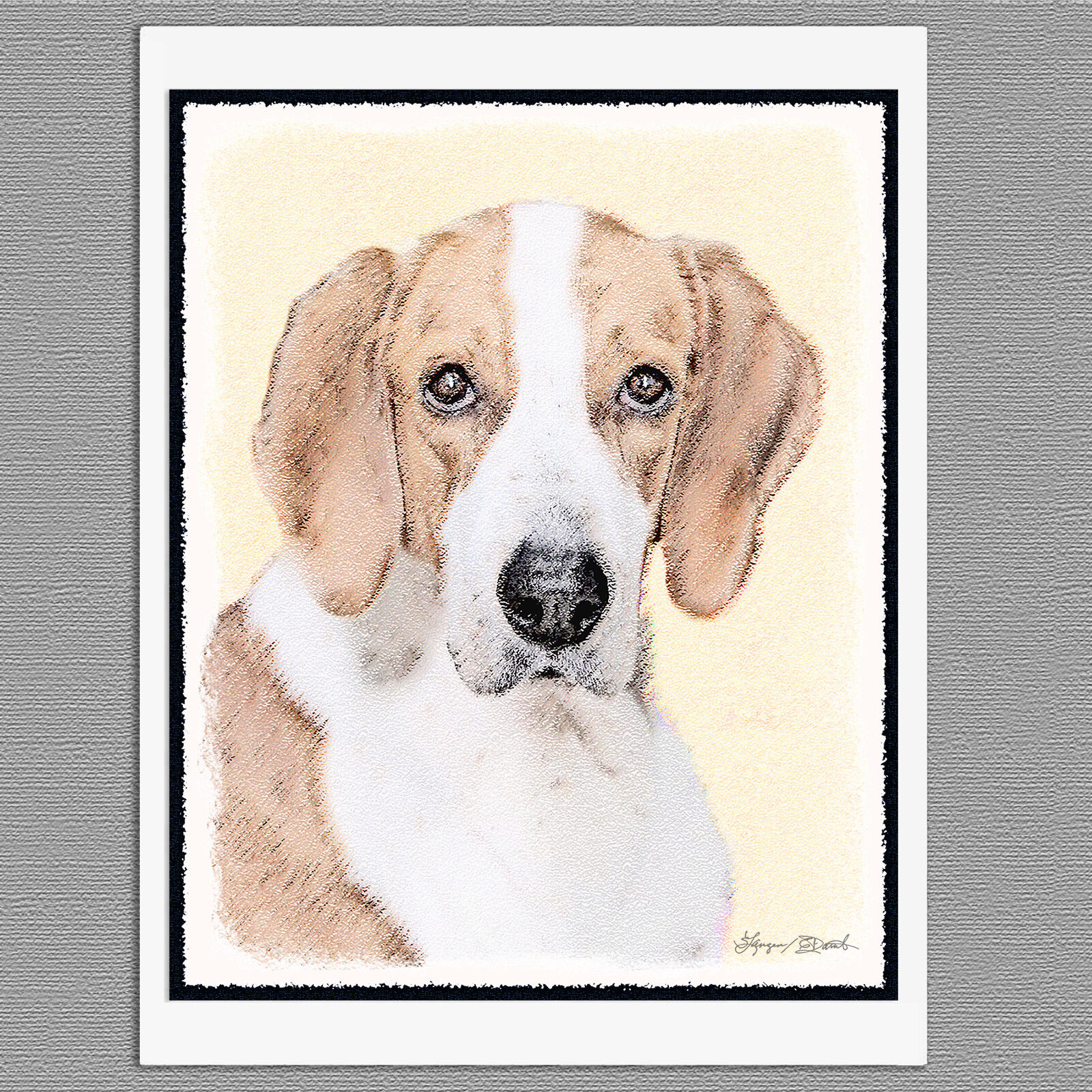 6 American Foxhound Dog Blank Art Note Greeting Cards