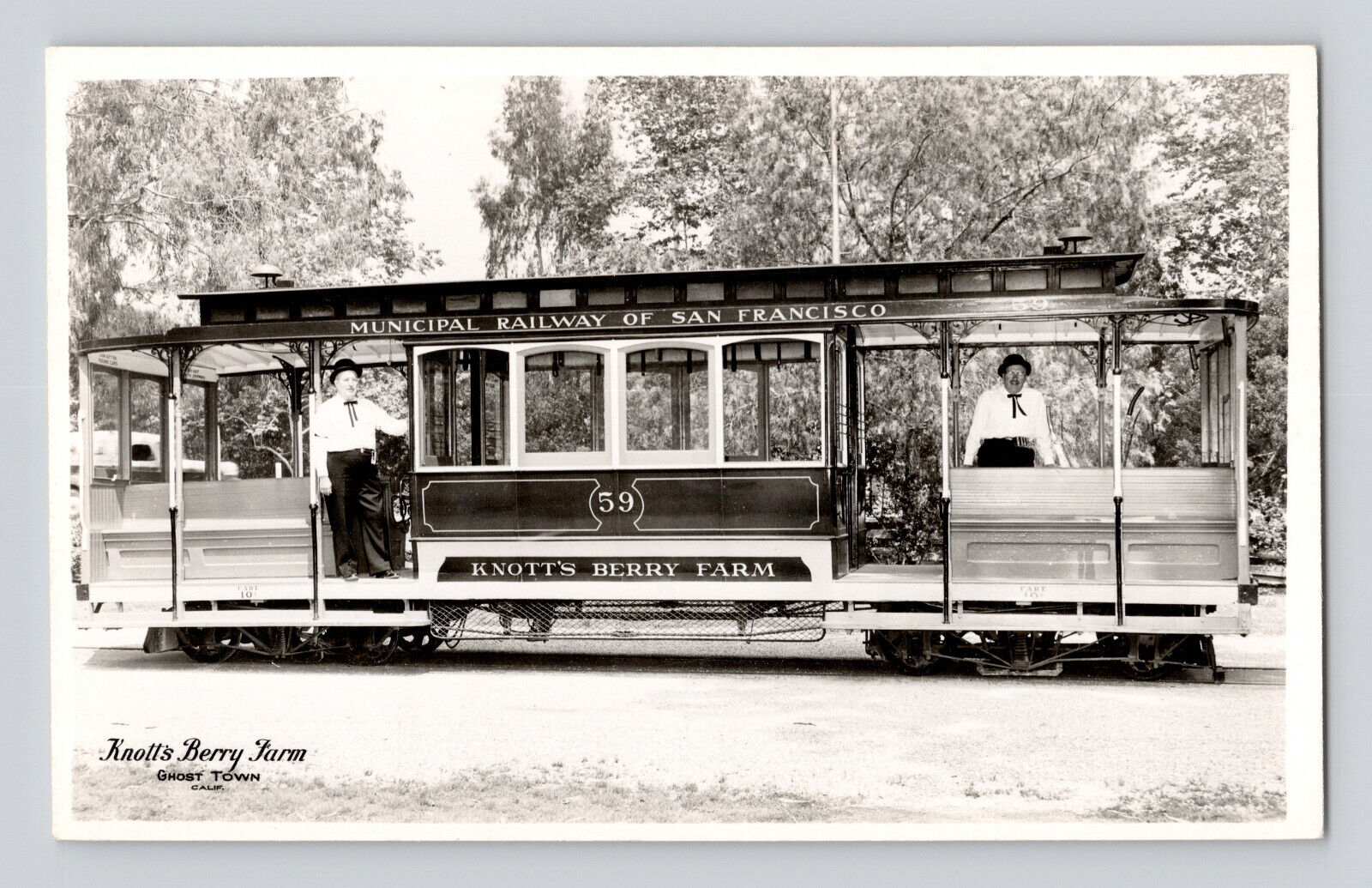 Postcard RPPC California Buena Park CA Knott\'s Berry Farm Trolley Car 1950s