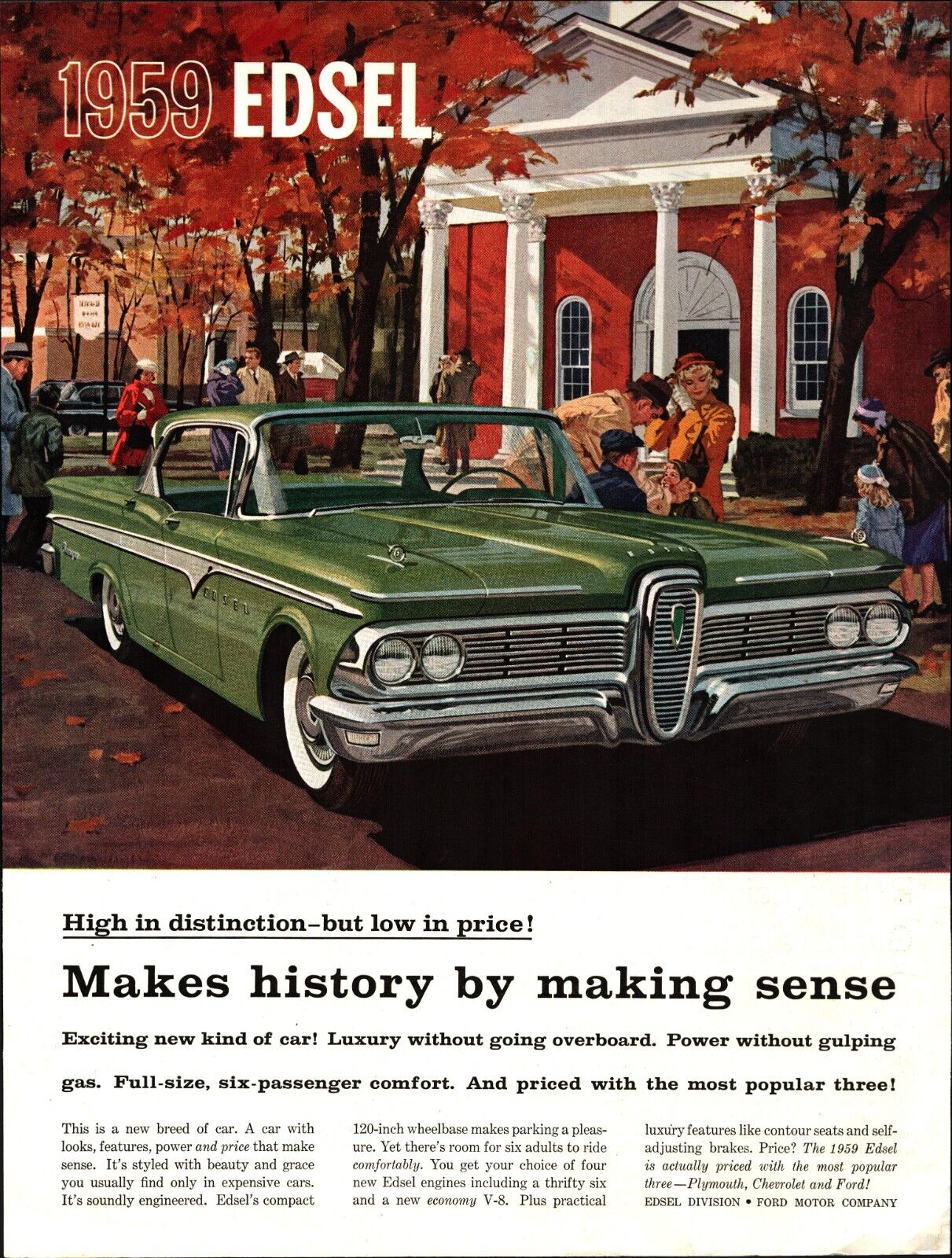 1959 rare vintage Classic Car AD the EDSEL green 4dr  from Ford E3