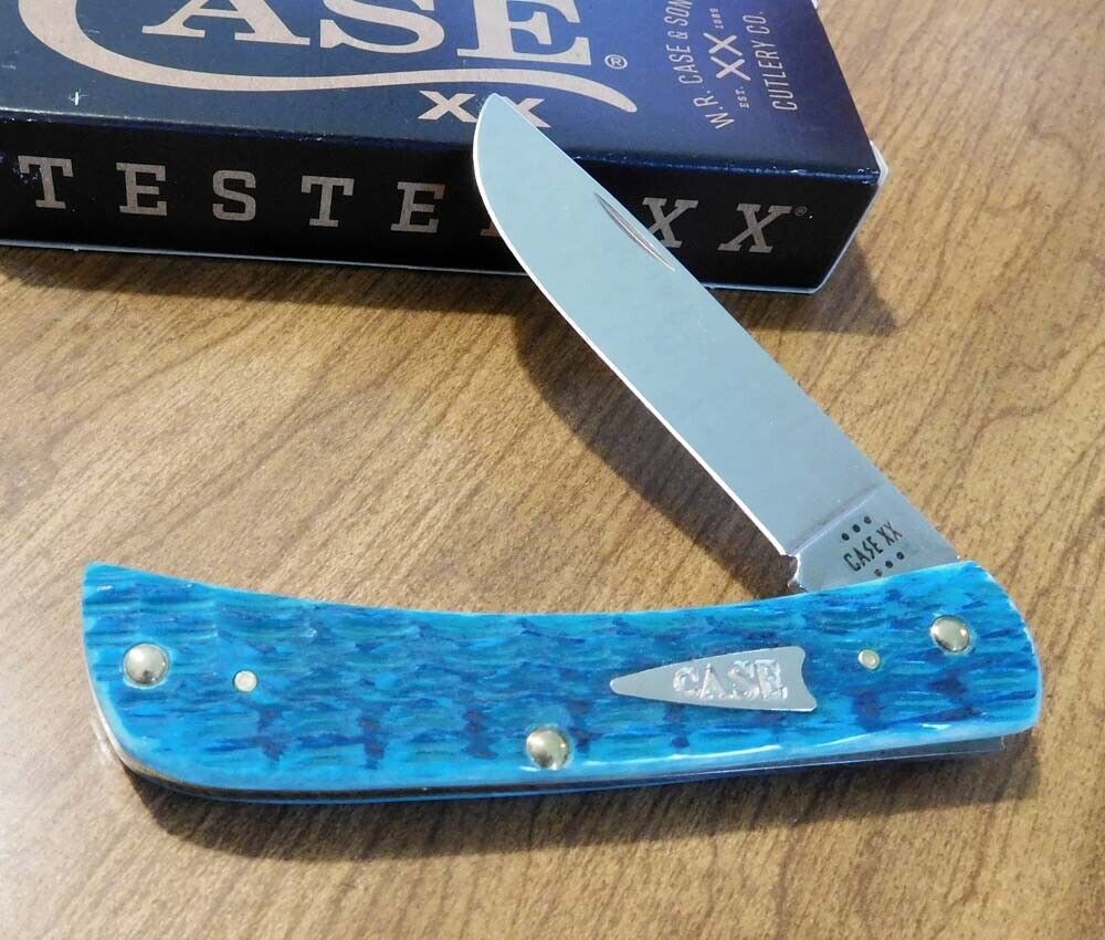 CASE XX 50643 SODBUSTER JR POCKET KNIFE CRANDALL JIGGED SKY BLUE BONE 6137 SS