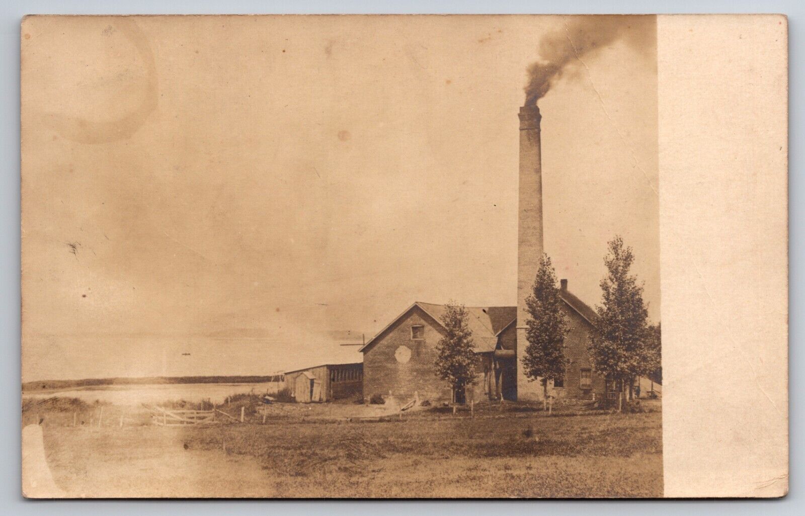 Mill or Factory Smoke Stack Beaver Dam Wisconsin WI 1906 Real Photo RPPC